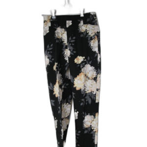 Isaac Mizrahi Live Skinny Pants 0T Black Floral Elastic Cotton Rayon (B16-168)